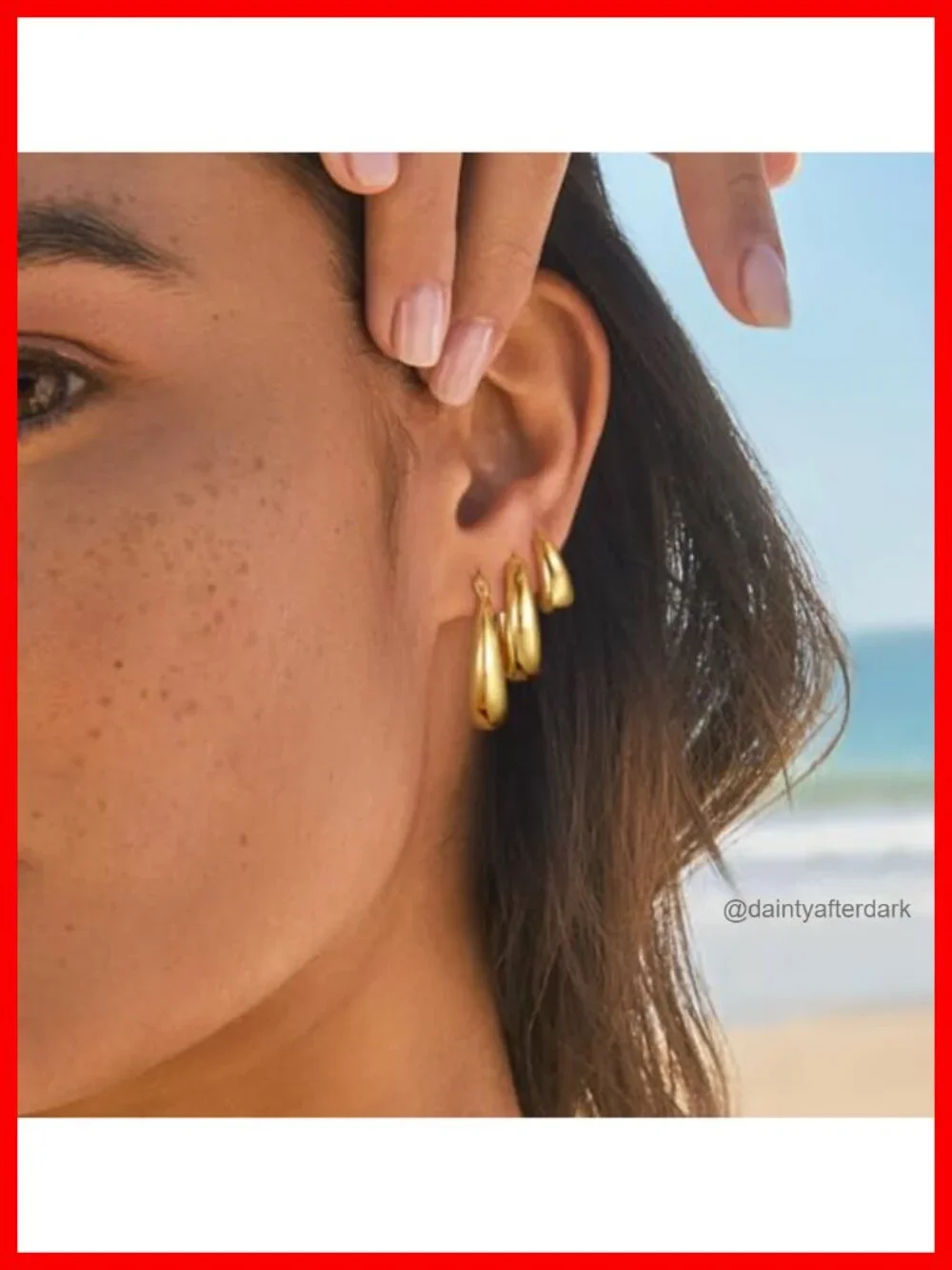 Chunky Gold Hoop Earrings 14k Gold Plated Stack Set 3 Pairs Hypoallergenic